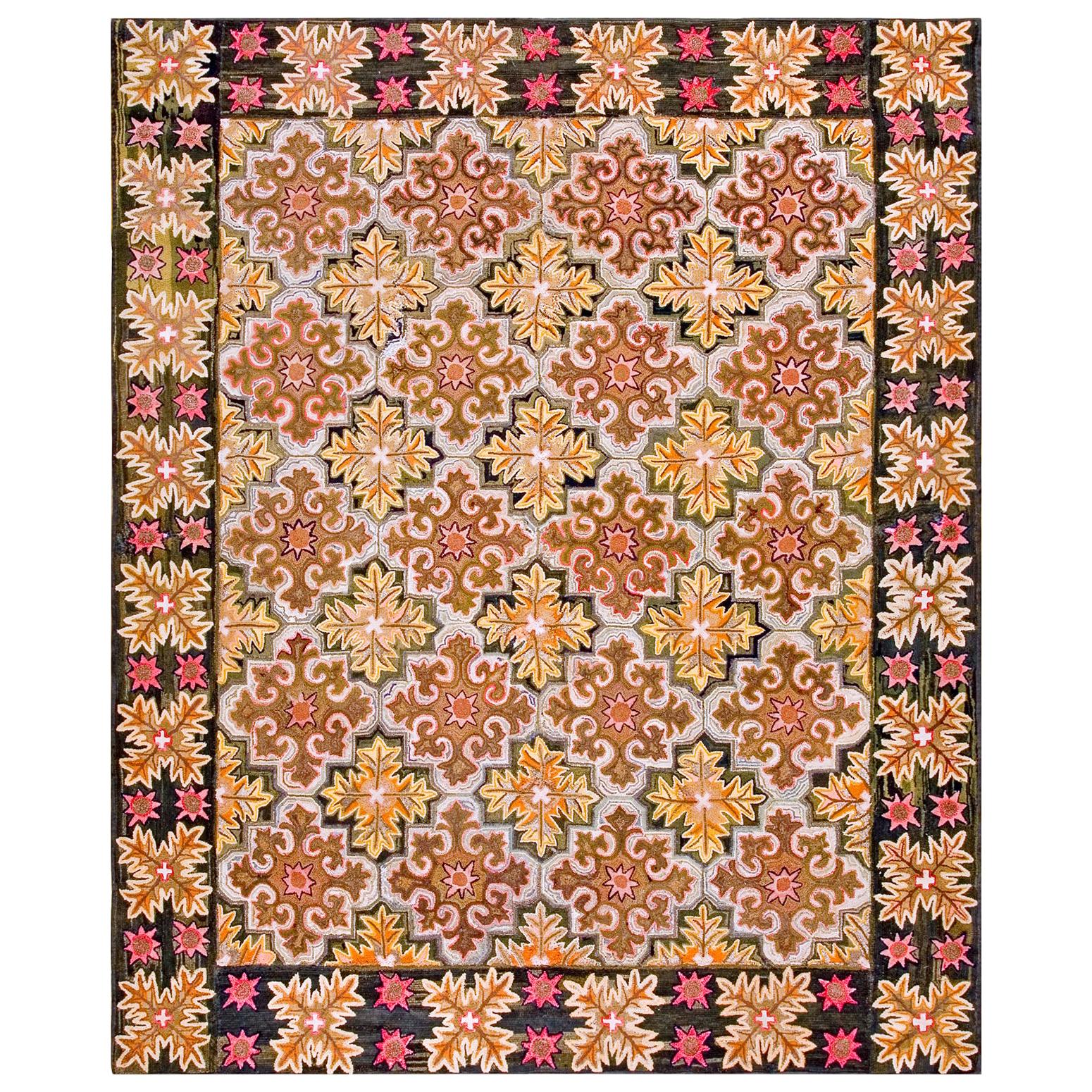 19th Century American Hooked Rug ( 8' x 9'6" - 245 x 290 ) For Sale