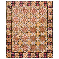 Tapis crocheté américain du 19ème siècle ( 8' x 9'6" - 245 x 290 )