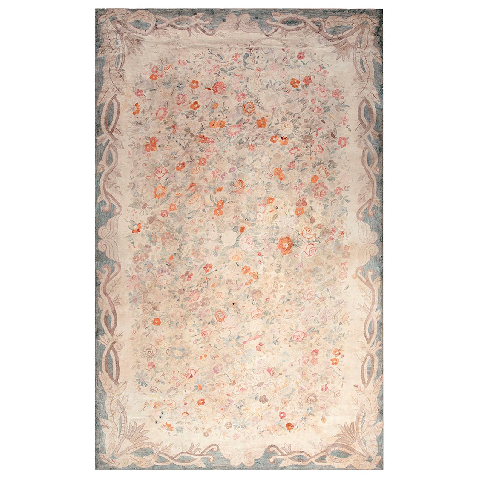 Antique American Hooked Rug 8' 2" x 13' 0"  For Sale