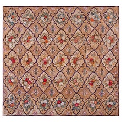 Tapis crocheté américain ancien