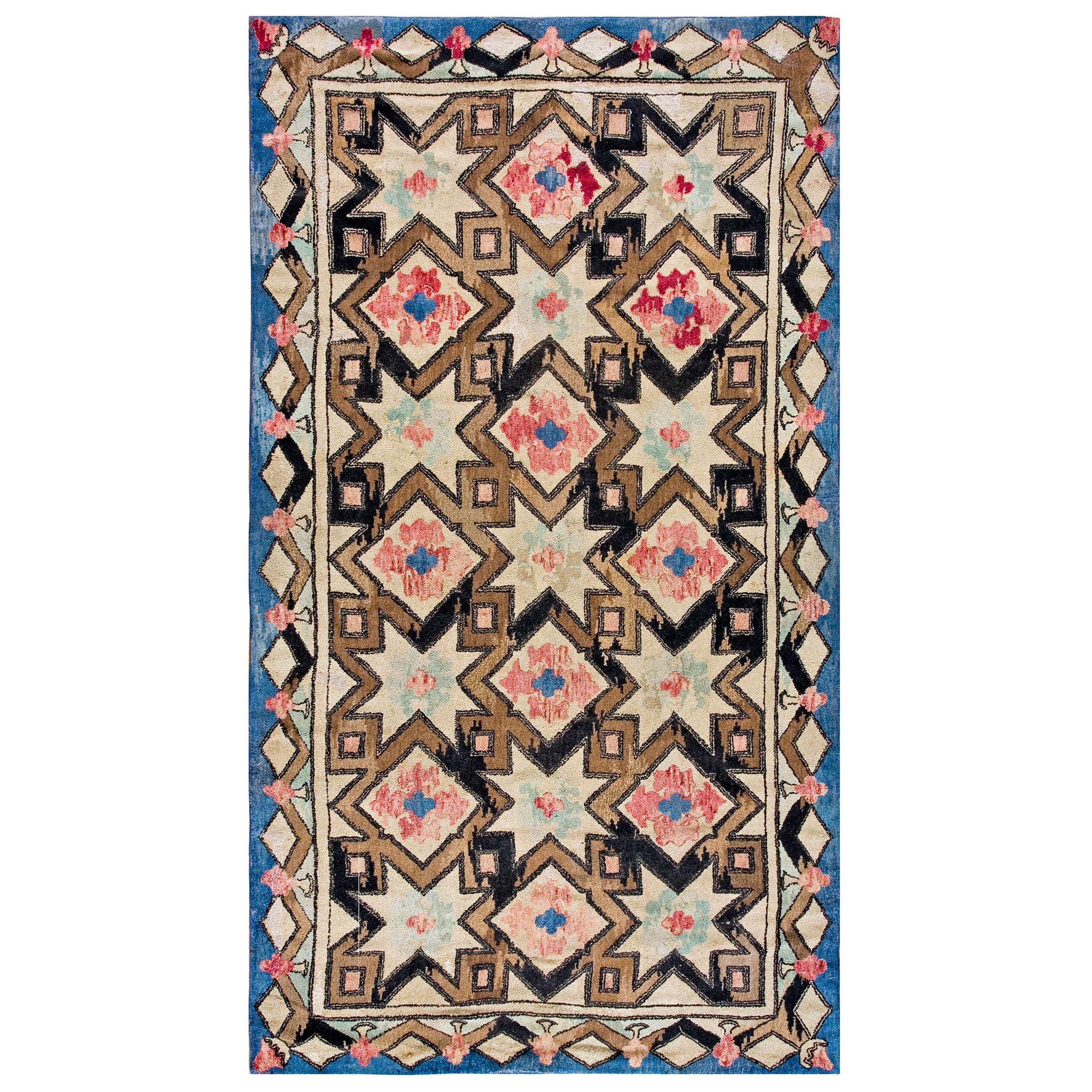 Antique American Hooked Rug 8' 4" x 14' 4" For Sale