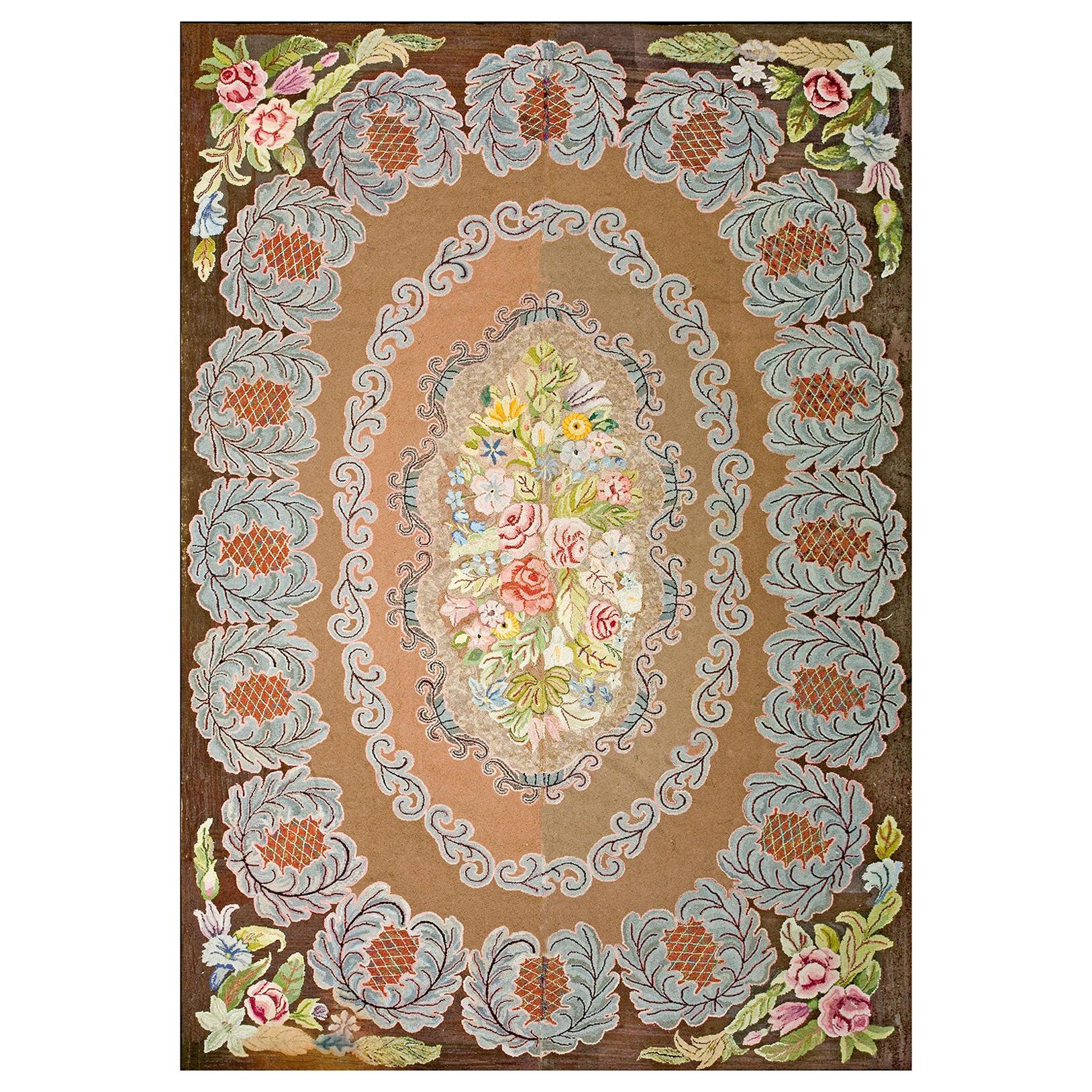 Antique American Hooked Rug For Sale