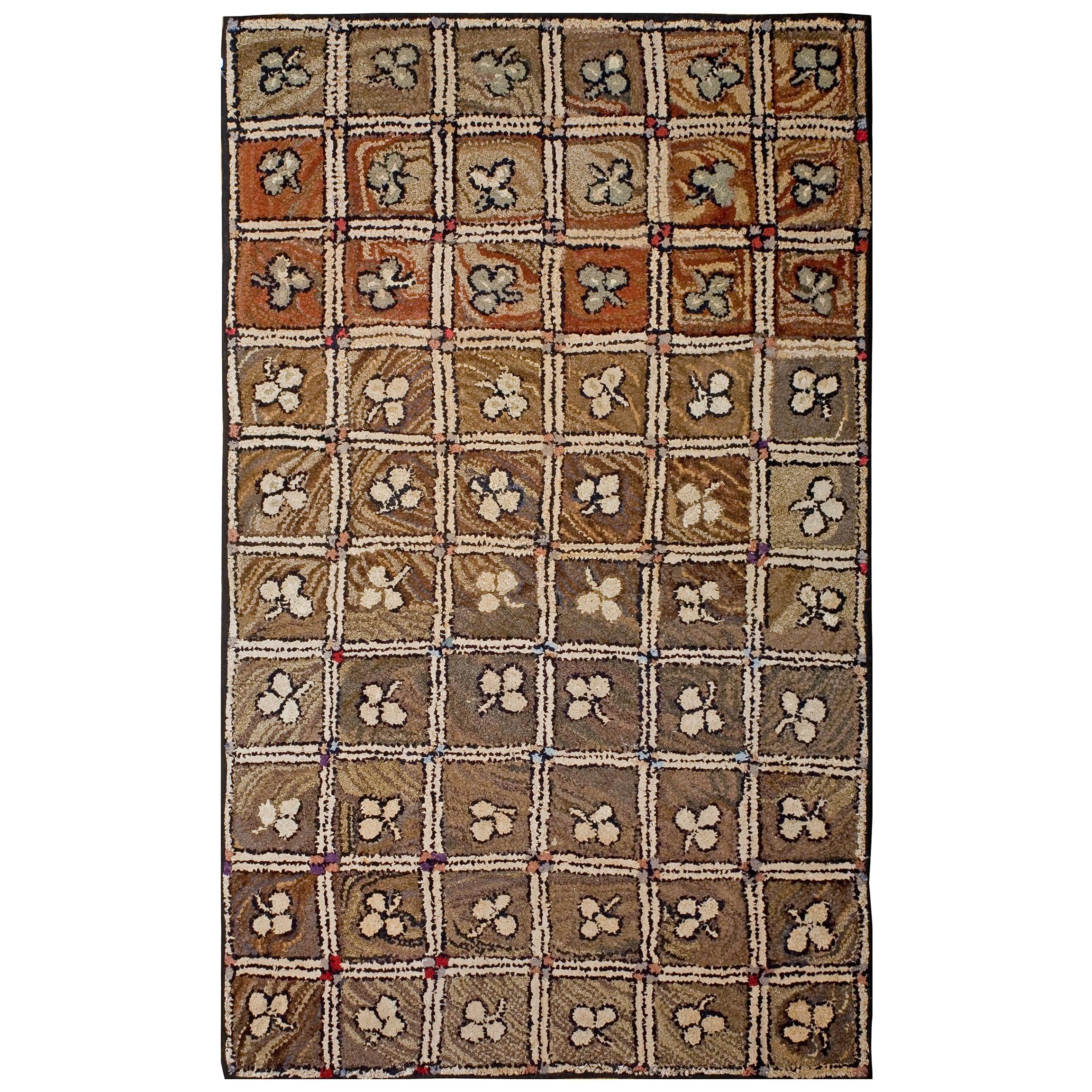 Antique American Hooked Rug For Sale