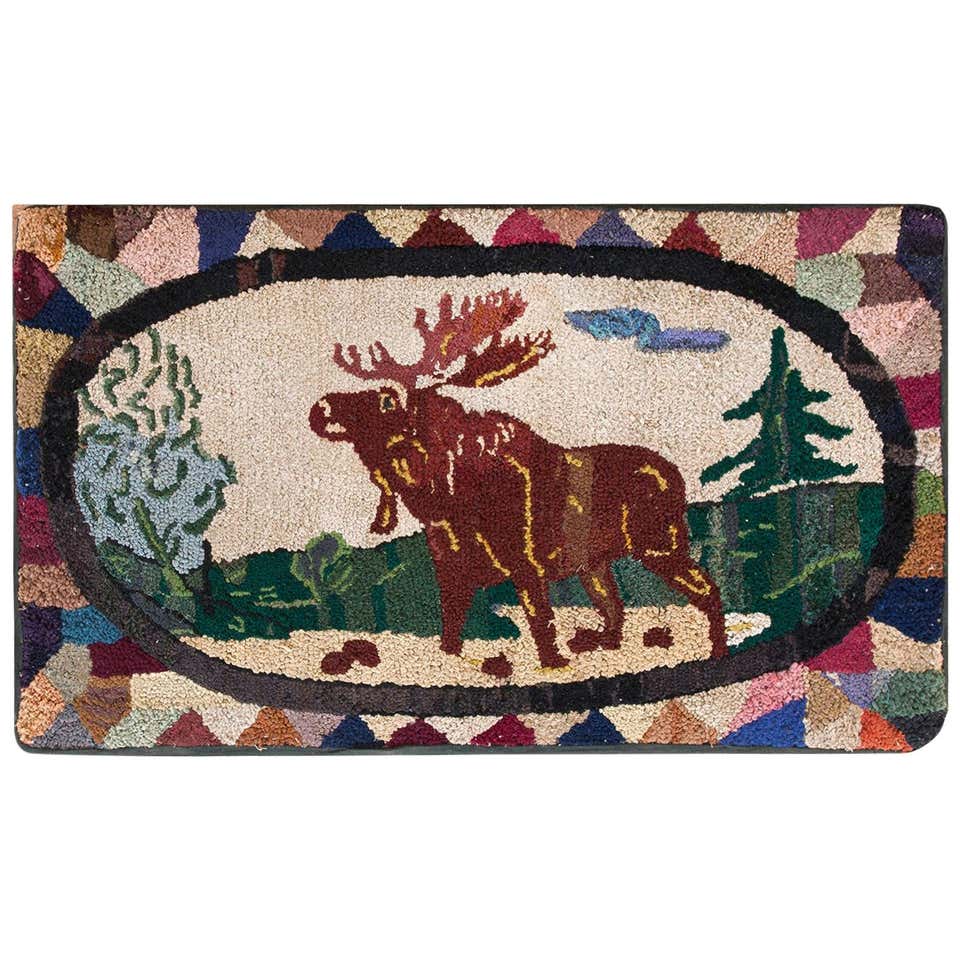 Antique American Hooked Rug For Sale at 1stDibs