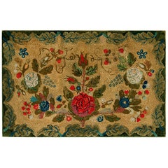 Amerikanischer Hakenteppich des 19. Jahrhunderts ( 3' x 5'5" - 90 x 165 )