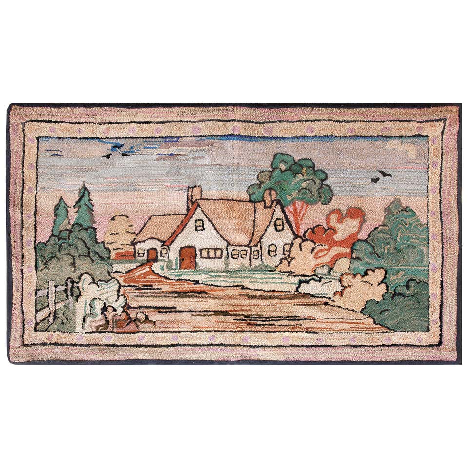 American Hooked Pictorial Rug For Sale at 1stDibs