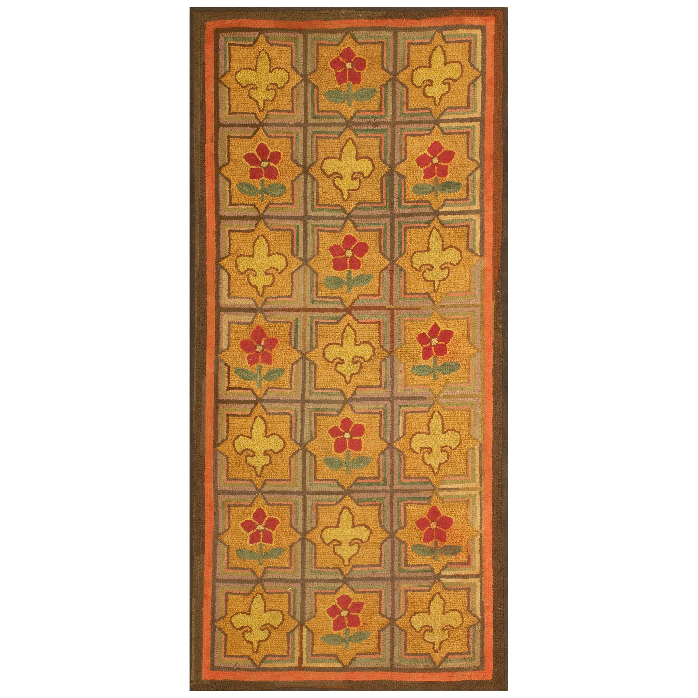 Antique American Hooked Rug For Sale