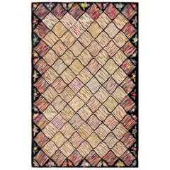 Tapis crocheté américain ancien