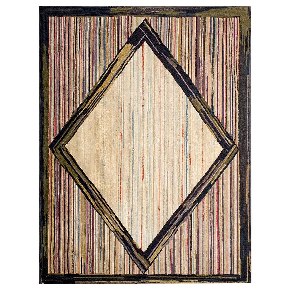 Antique American Hooked Rug For Sale