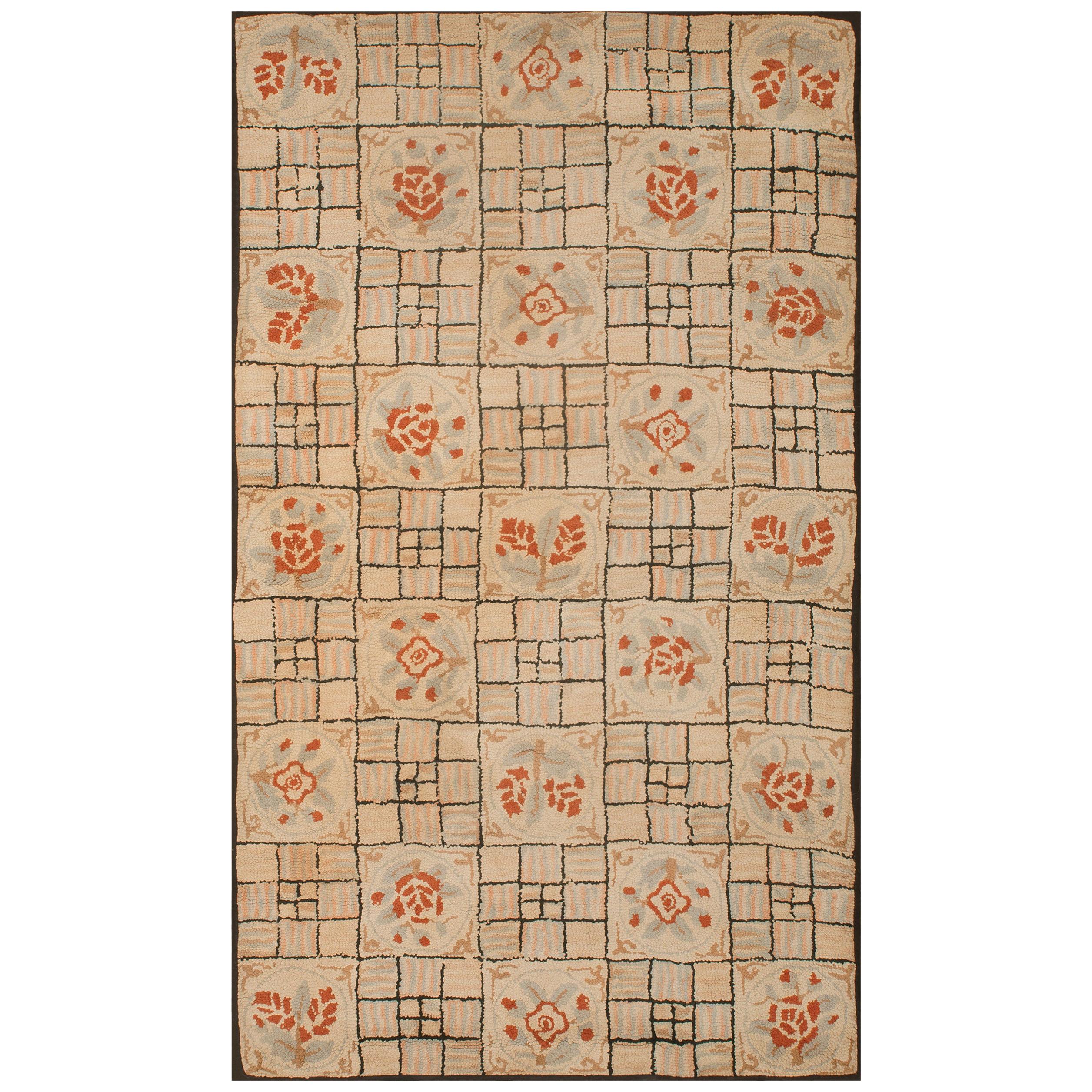 Early 20th Century American Hooked Rug ( 4' x 7'1" - 122 x 216 ) For Sale