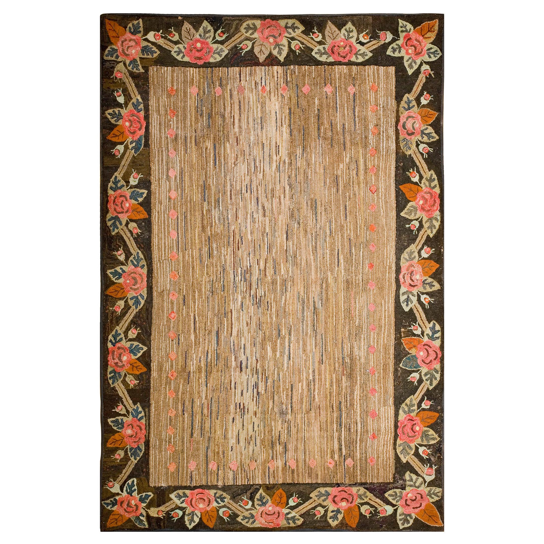 Antique American Hooked Rug For Sale