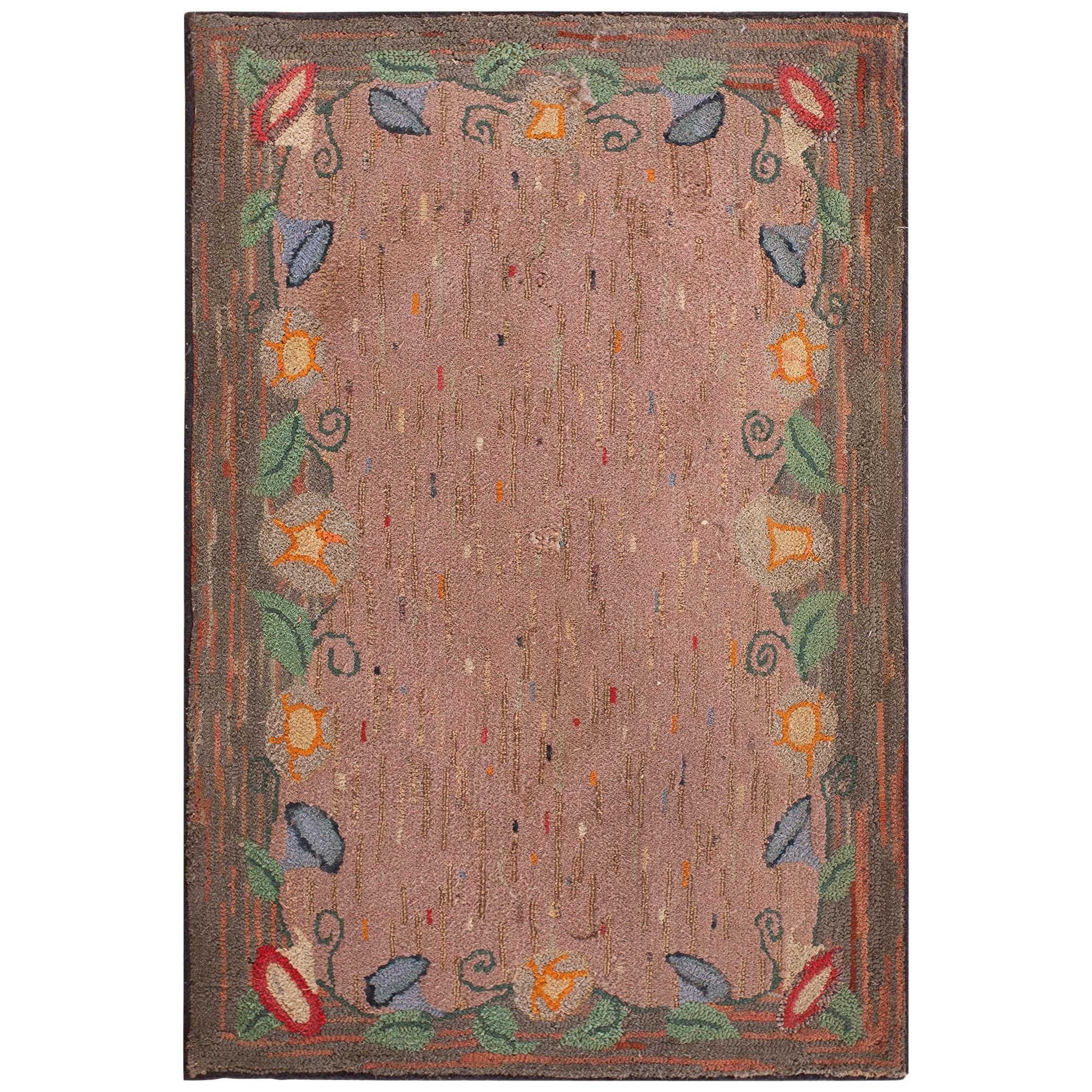 Antique American Hooked Rug For Sale