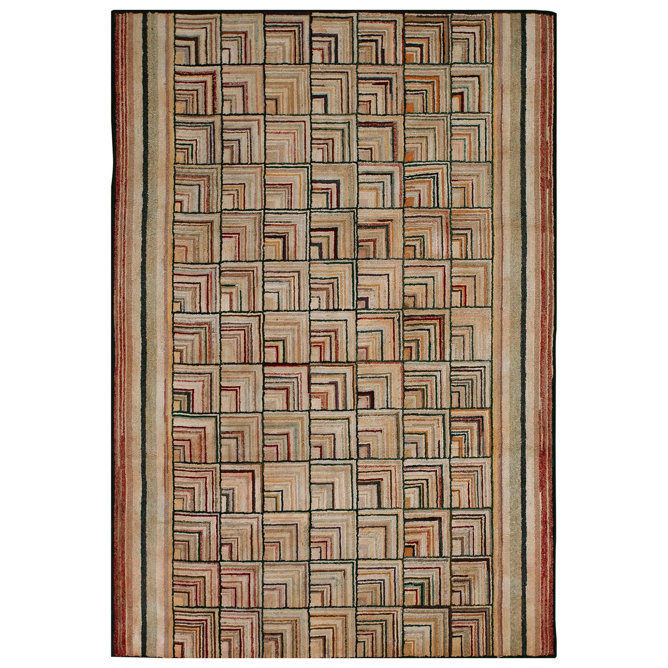 1930s American Hooked Rug ( 4'2" x 6'3" - 127 x 190 cm )