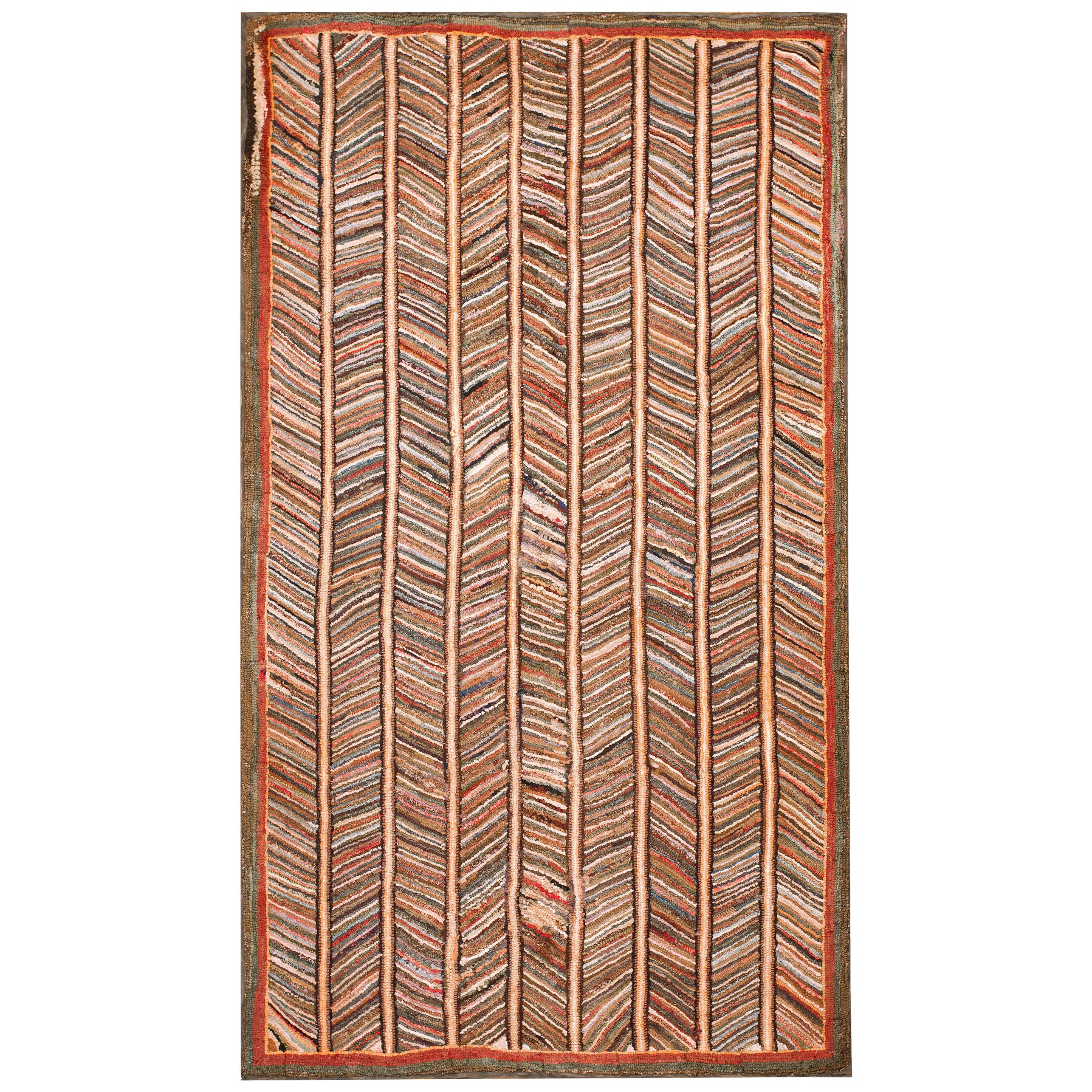 Late 19th Century American Hooked Rug ( 4'4"x 7'4" - 132 x 234 )