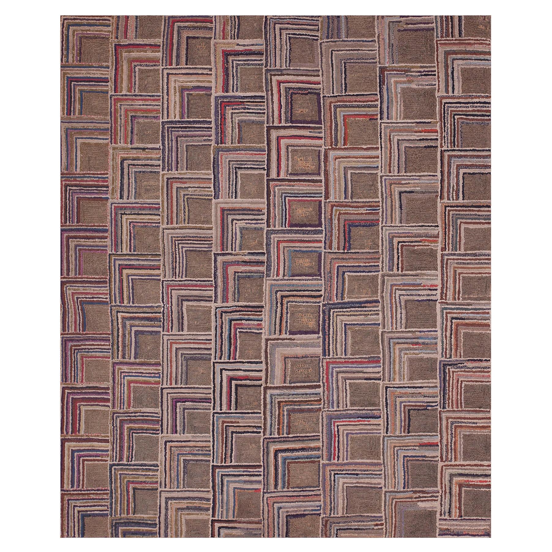 Early 20th Century American Hooked Rug ( 4'8" x 5'6" - 143 x 168 )  For Sale
