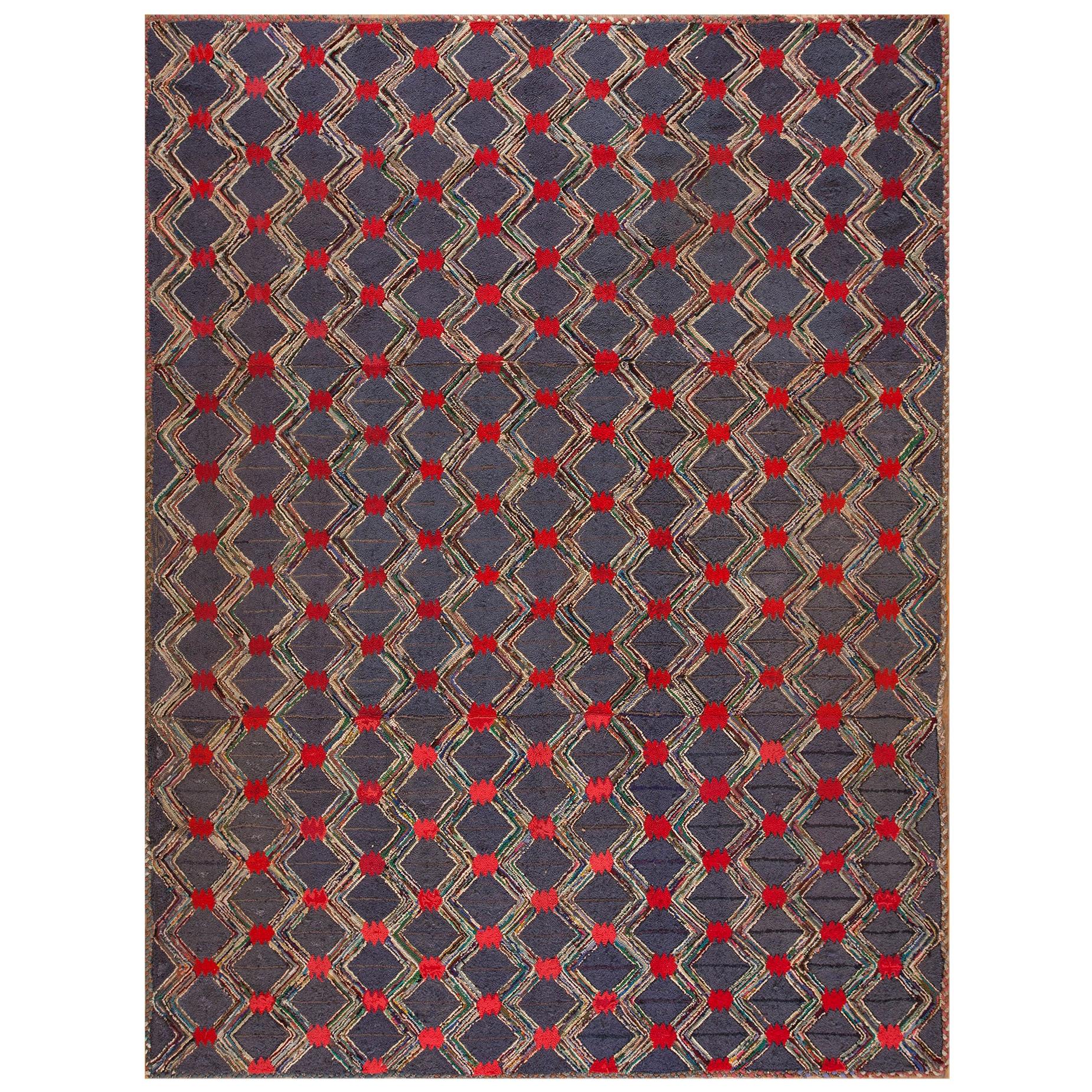 Amerikanischer Hakenteppich aus der Mitte des 20. Jahrhunderts ( 8'6" x 11'6" - 260 x 350 ) im Angebot