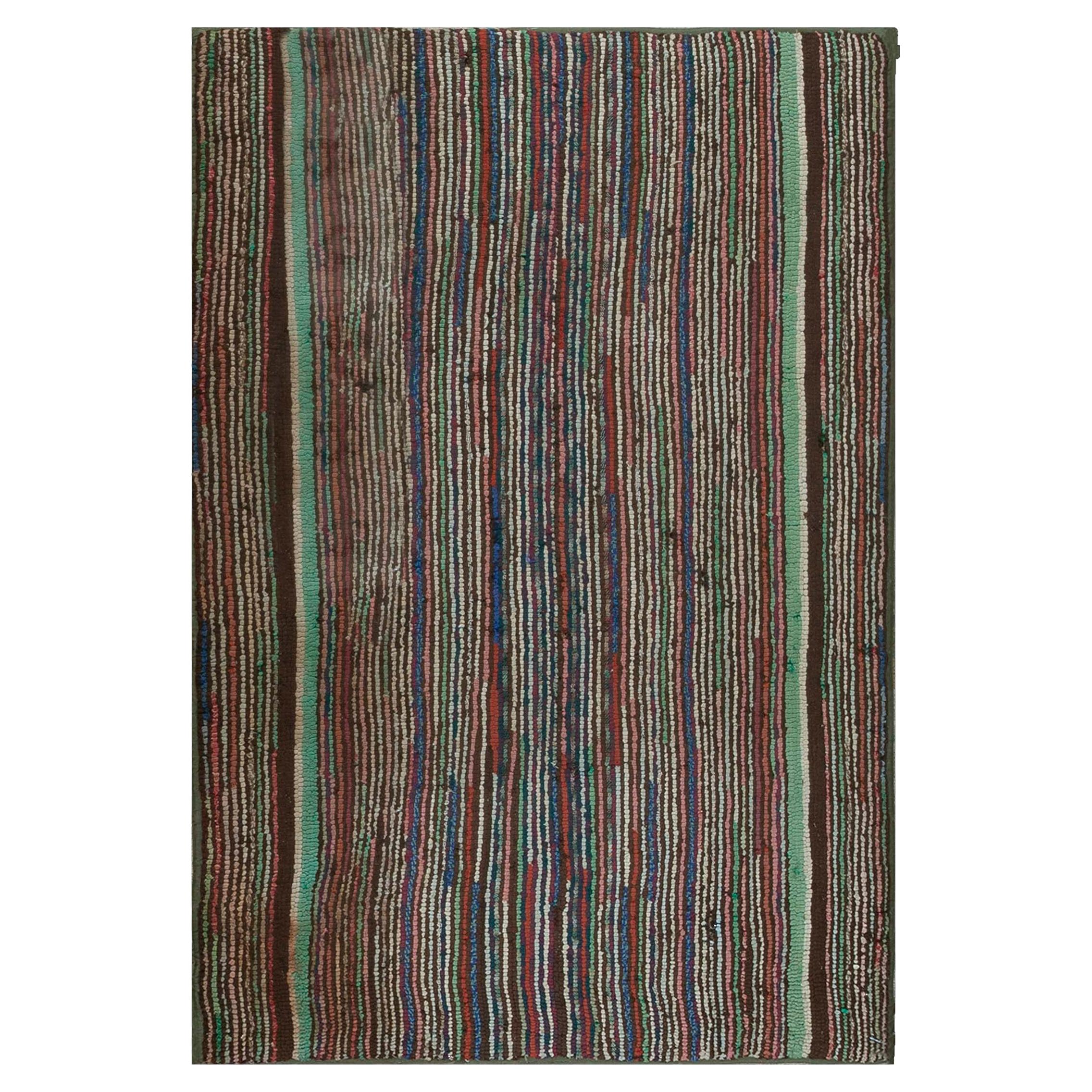 Antique American Hooked Rug For Sale