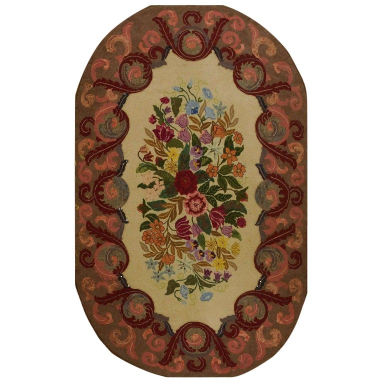 1930s American Hooked Rug ( 4'9