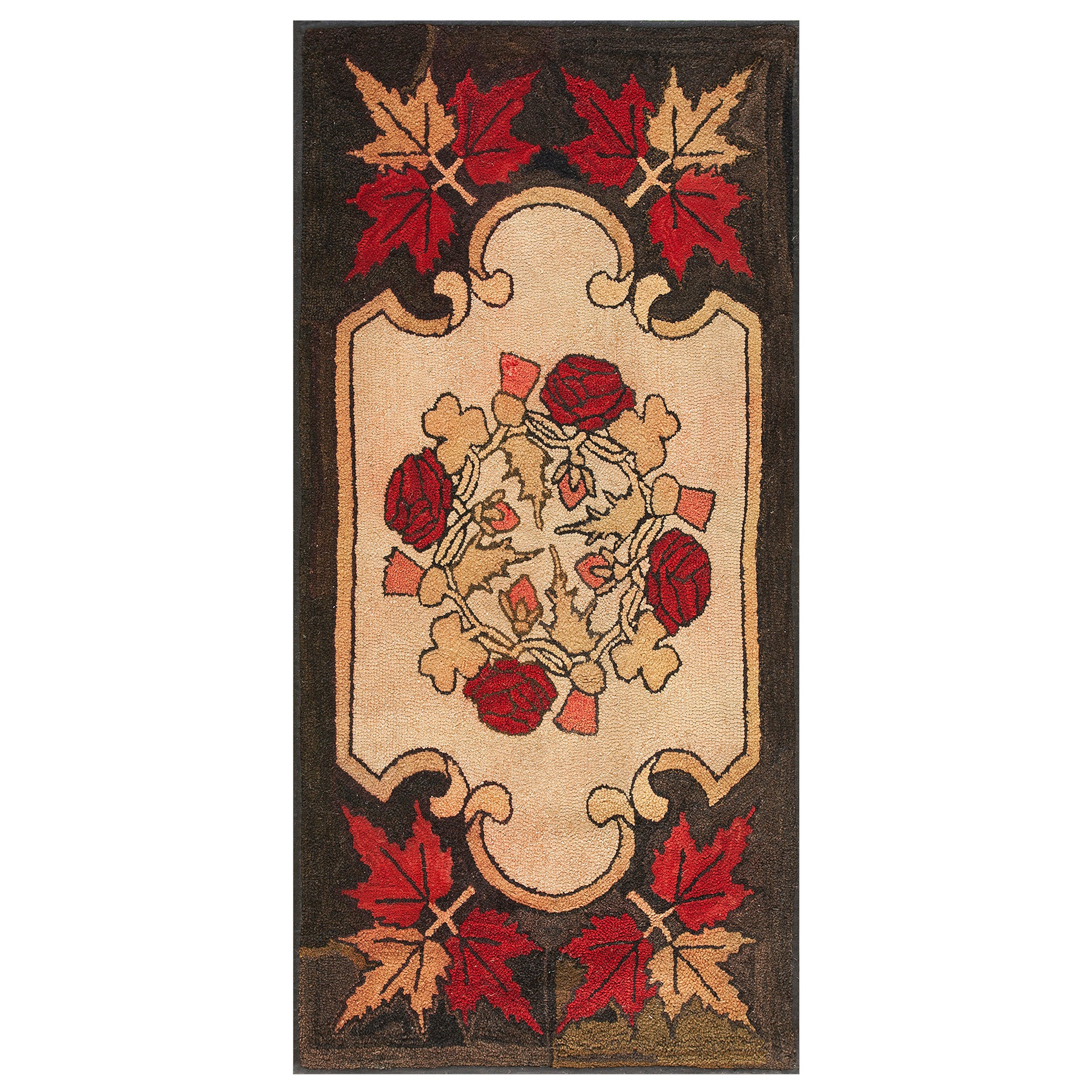 Tapis à capuche américain ancien 2'8 po. x5'0 po.