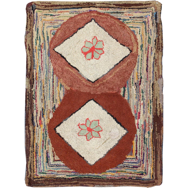 Antique American Hooked Rug For Sale at 1stdibs