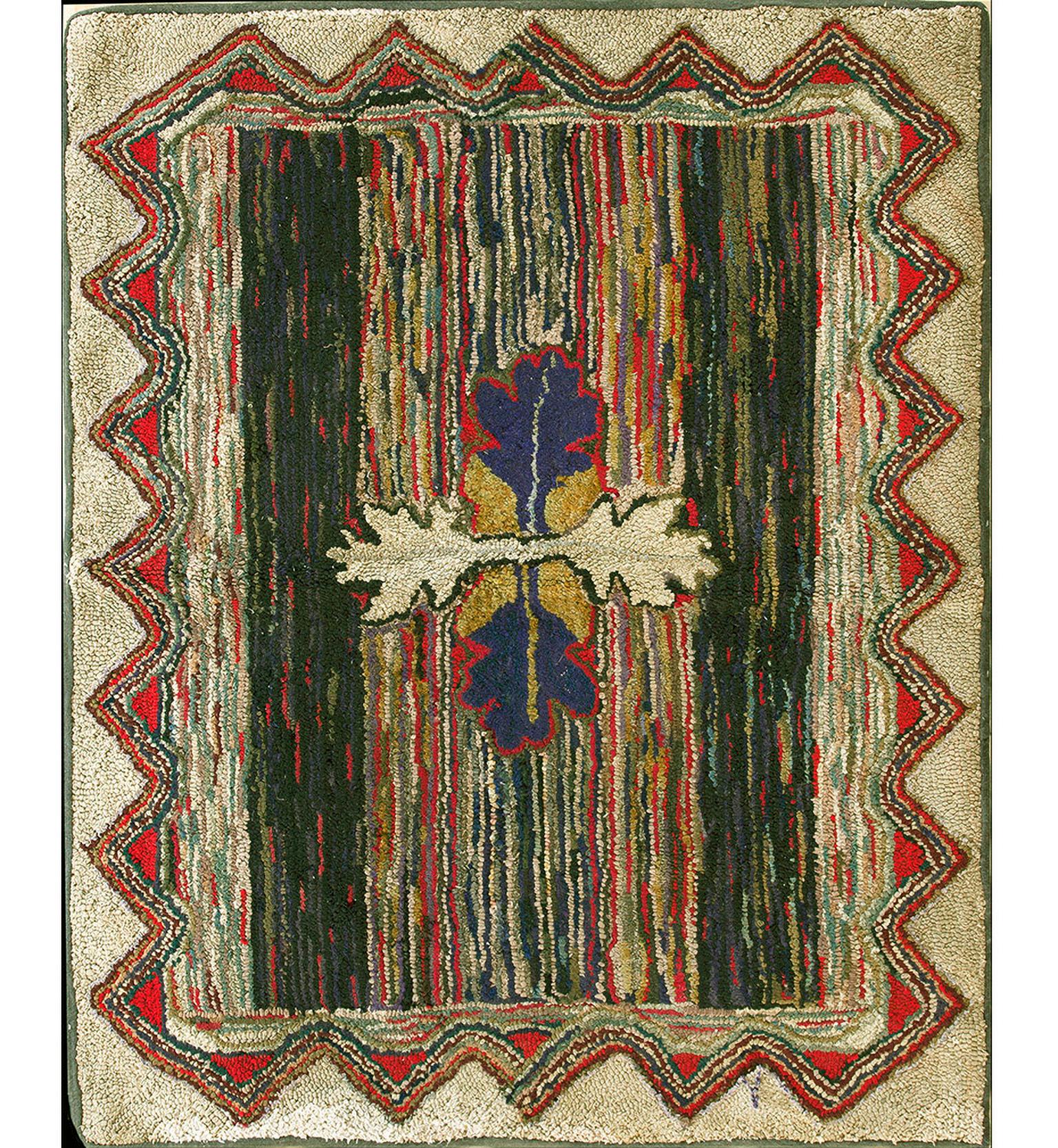 Antique American Hooked Rug 3' 6" x 4' 4" For Sale