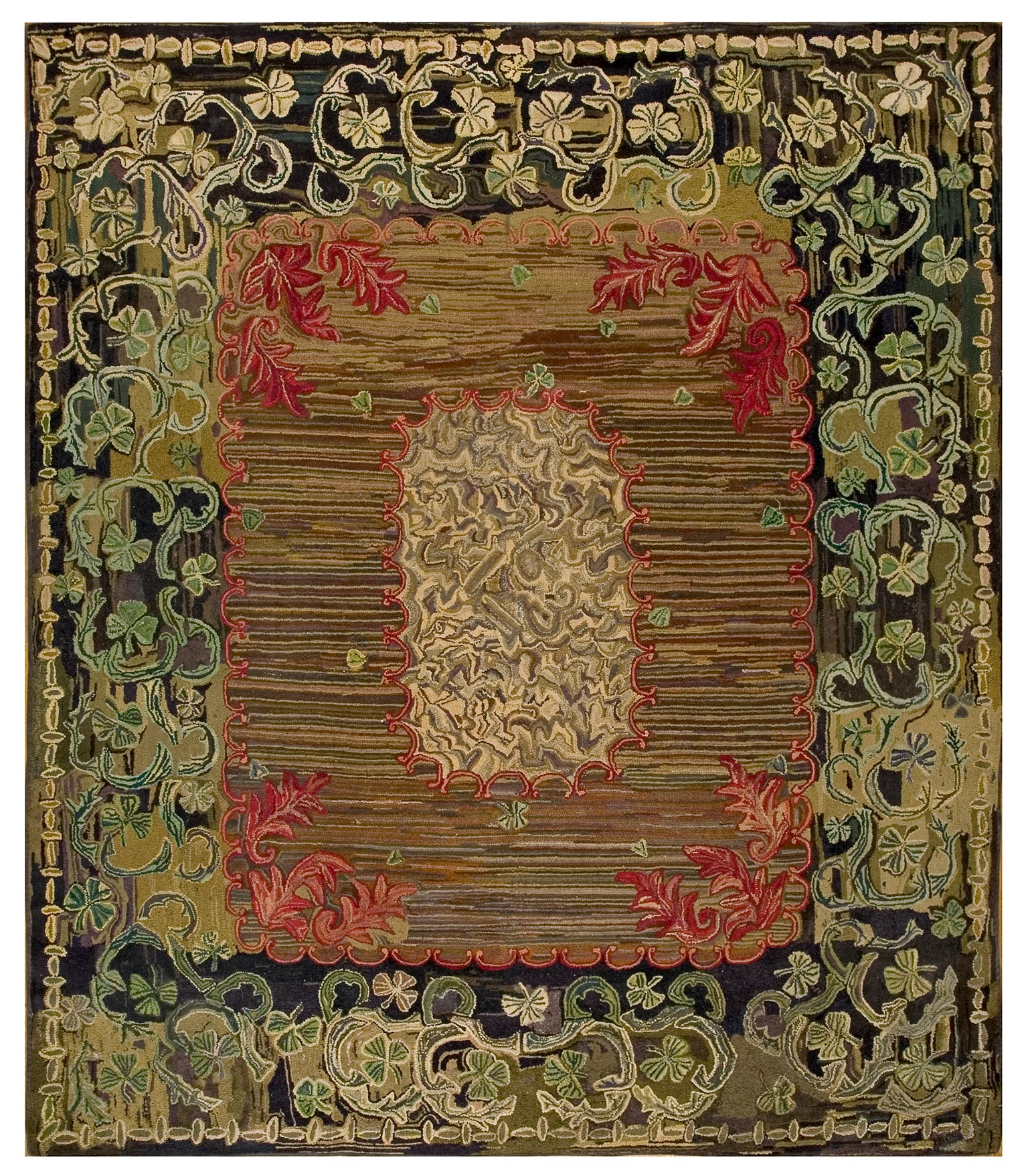 Antique American Hooked Rug 8' 10" x 10' 3"