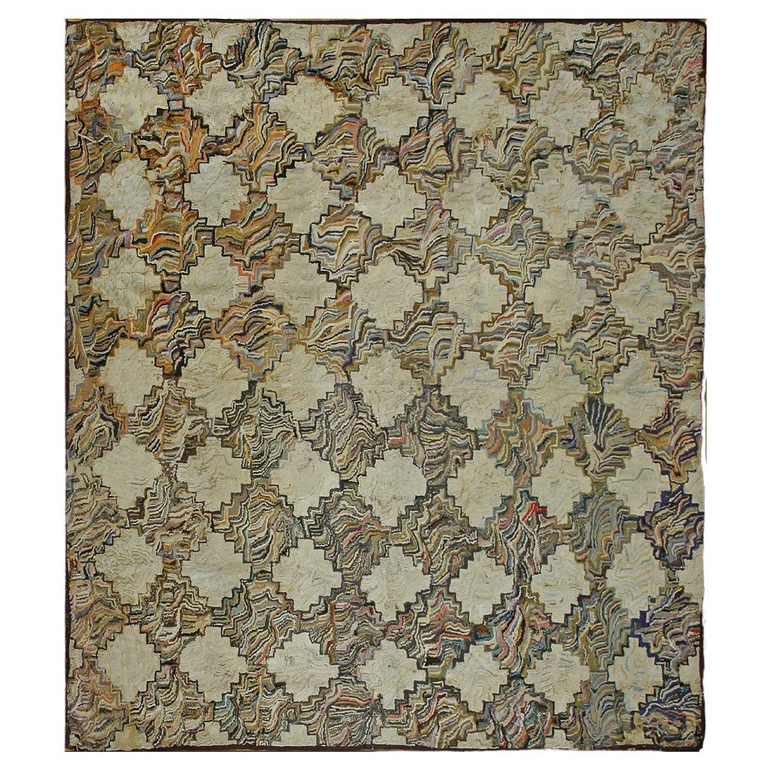 Antique American Hooked Rug For Sale