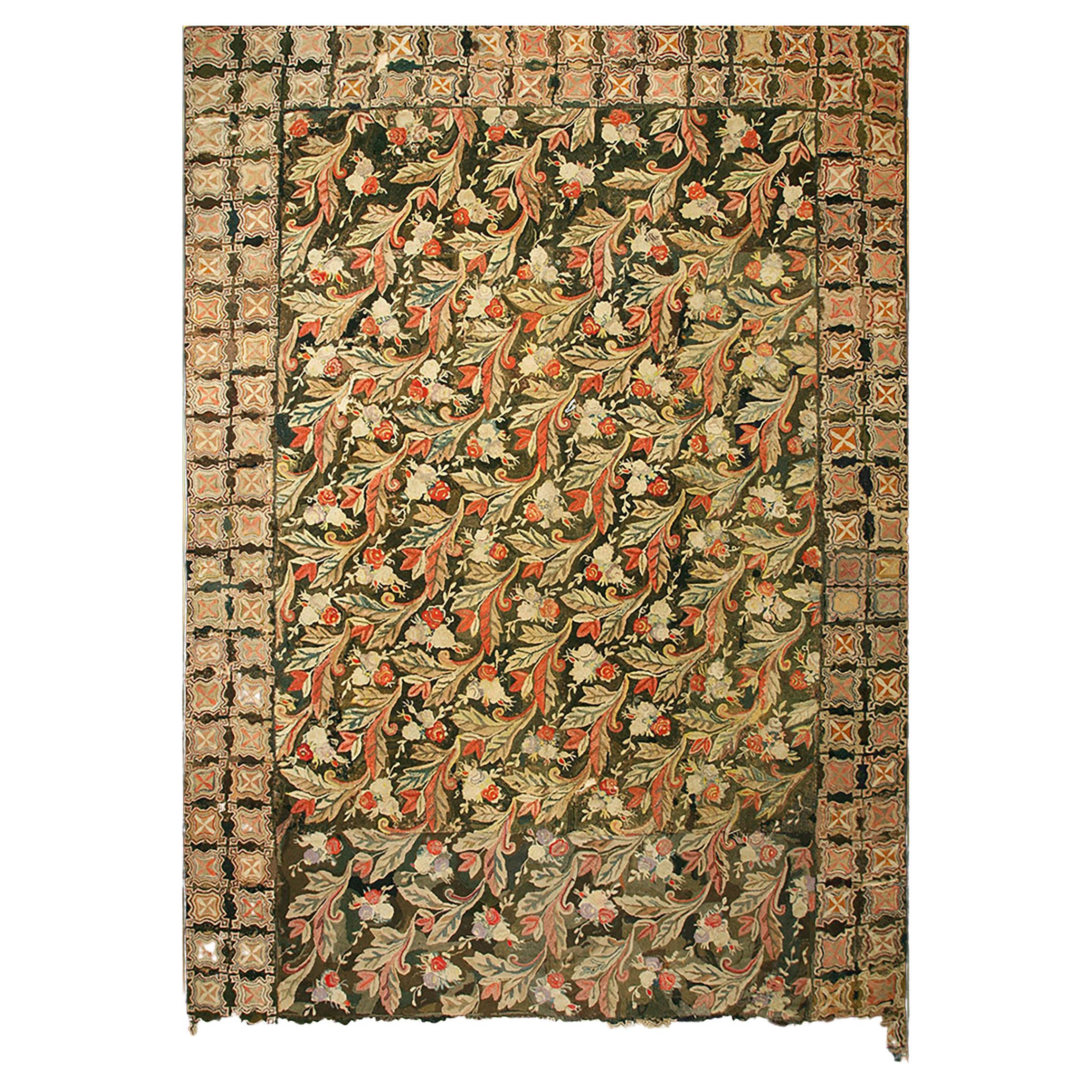 Antique American Hooked Rug For Sale