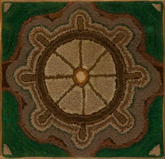Amerikanischer Kapuzenteppich des frühen 20. Jahrhunderts ( 3'4" x 3'6" - 102 x 106)