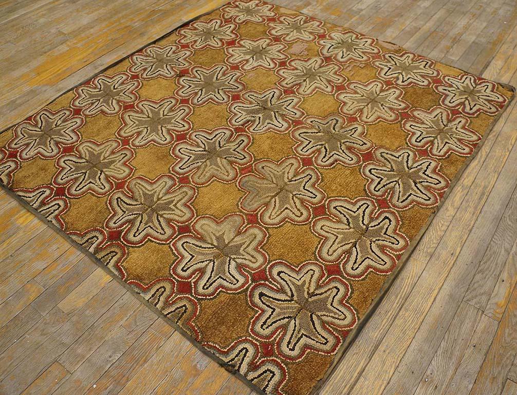 Hand-Woven Late 19th Century American Hooked Rug ( 4' 6