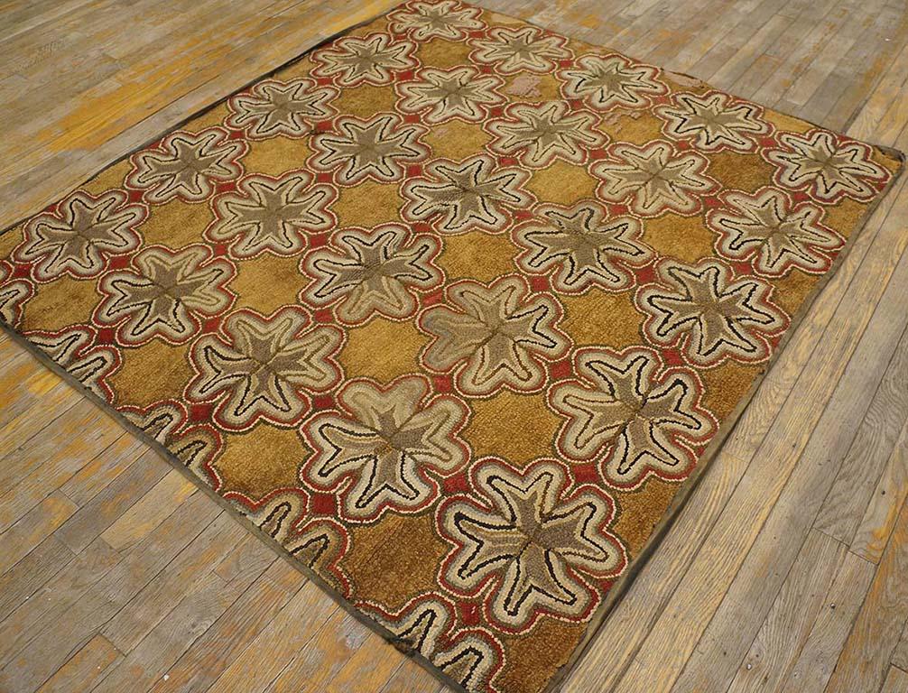 Late 19th Century American Hooked Rug ( 4' 6