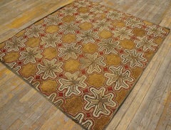 Alfombra con ganchos americana de finales del siglo XIX ( 4' 6" x 4' 8" - 137 x 142 )