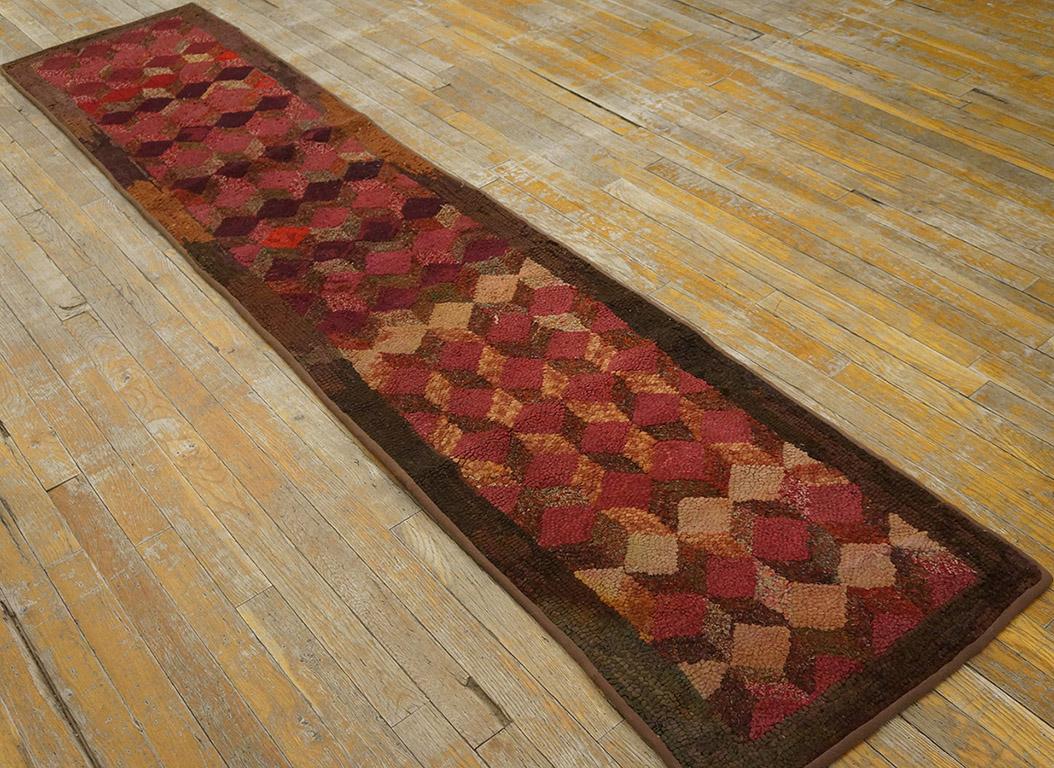 Hand-Woven Antique American Hooked Rug  1' 9