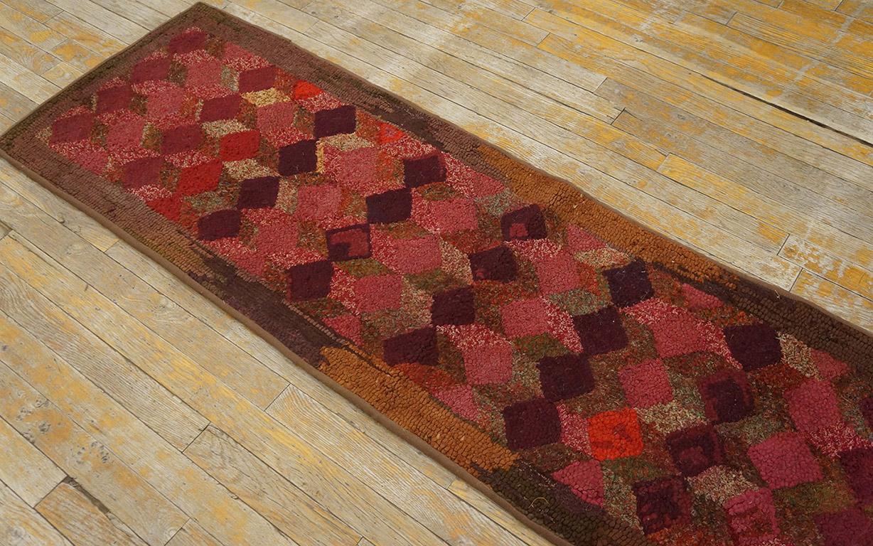 Late 19th Century Antique American Hooked Rug  1' 9