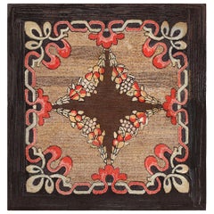 Antiker amerikanischer Teppich mit Haken. Größe: 5 ft 9 in x 5 ft 10 in