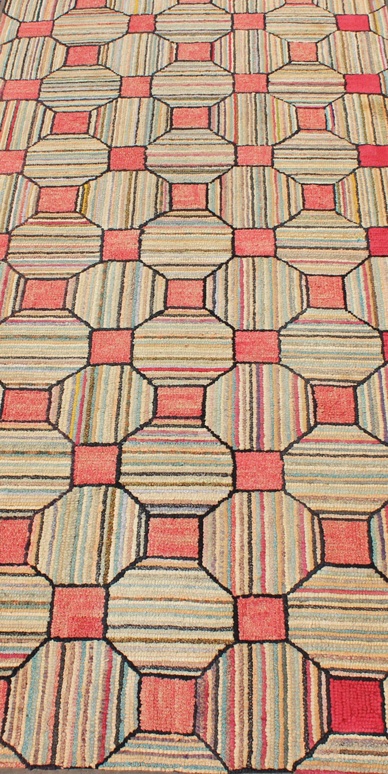 Antiker amerikanischer Kapuzenteppich mit geometrischem Muster aus Diamant-Patchwork (Handgewebt) im Angebot