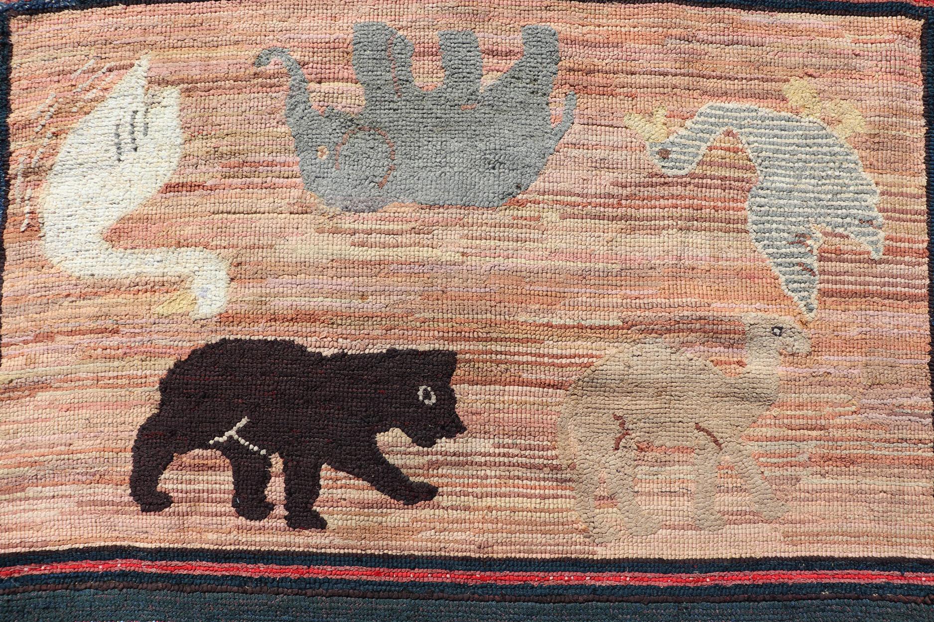 Antique American Hooked Rug with Panel of Children's Rhymes For Sale 9