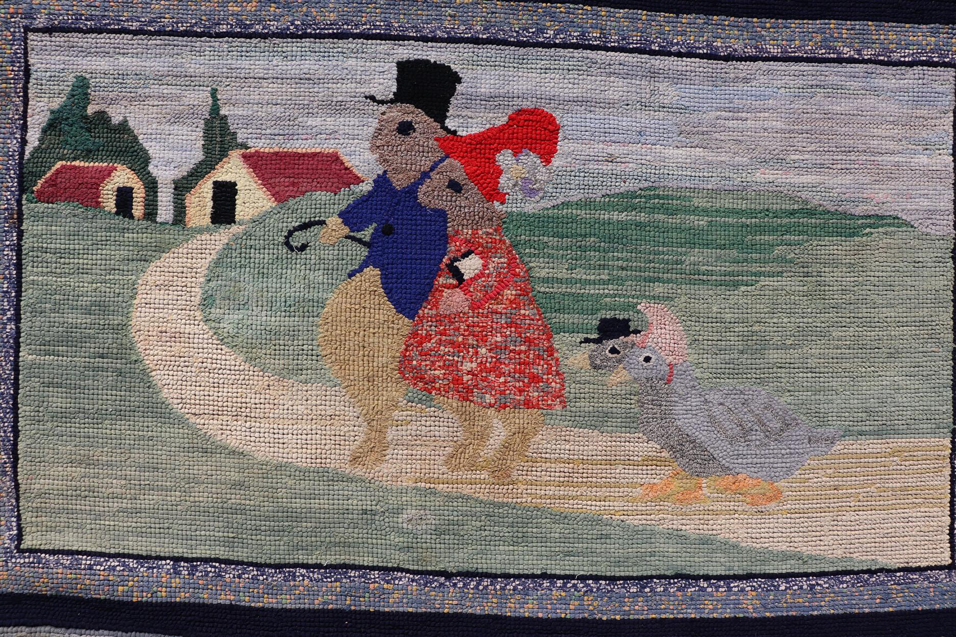 Antiker amerikanischer Kapuzenteppich mit Kapuze und Kinder''s Rhymes im Angebot 12
