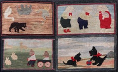 Antique American Hooked Rug with Panel of Children's Rhymes