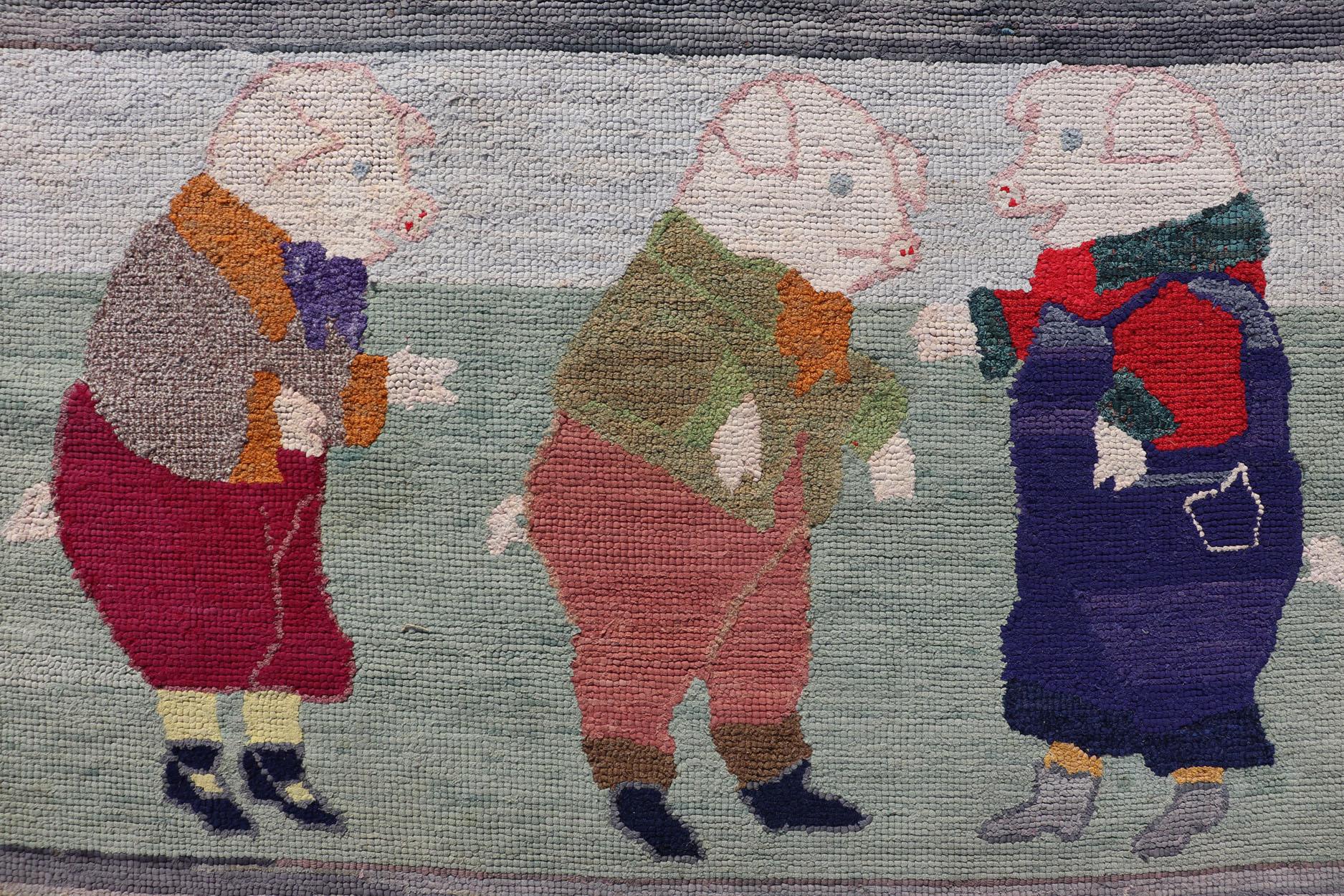 Antiker amerikanischer Kapuzenteppich mit Kapuze und Kinder''s Rhymes (Frühes 20. Jahrhundert) im Angebot