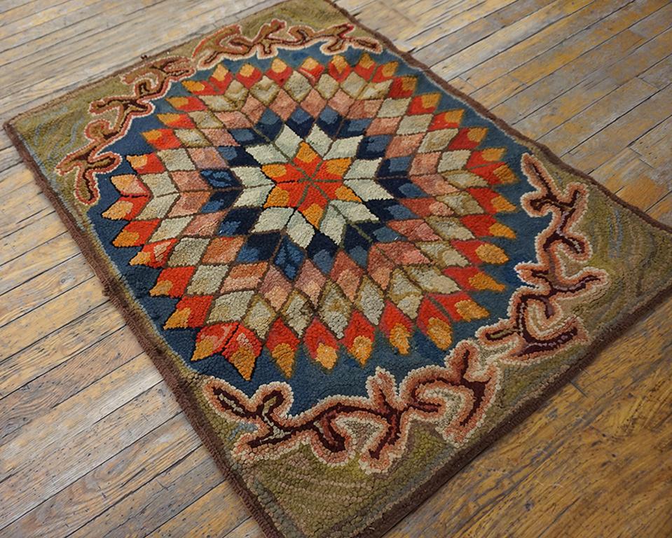 Late 19th Century American Hooked Rug ( 2'9