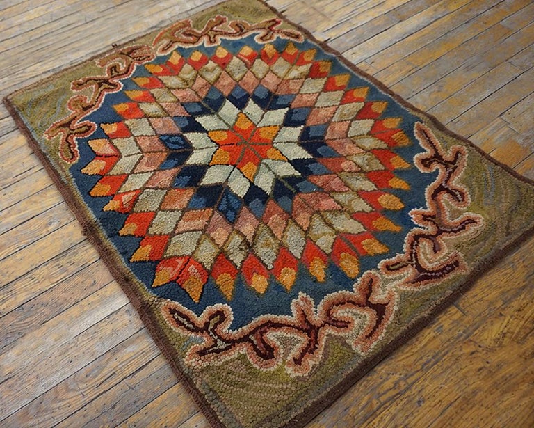 Antique American Hooked Rug2'9