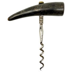 Antique American Horn Handle Corkscrew with Steel Blade