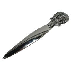Antique American Indian Chief Sterling Silver Letter Opener by Kerr
