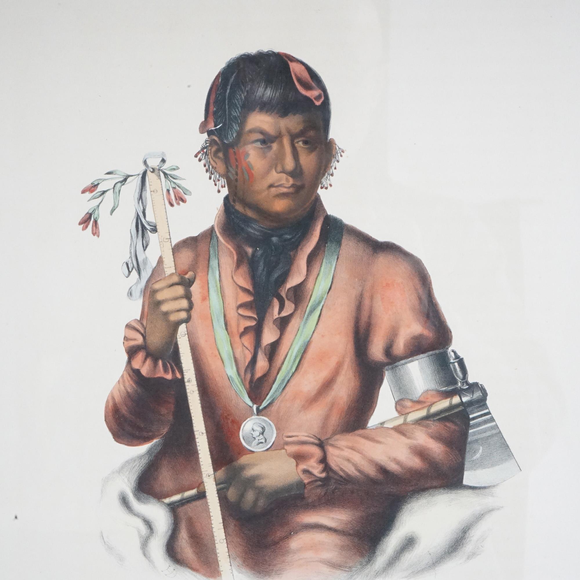 Antique American Indian Lithograph Published by Daniel Rice & James Clark 19th C In Good Condition In Big Flats, NY