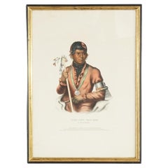 Antique American Indian Lithograph Published by Daniel Rice & James Clark 19th C