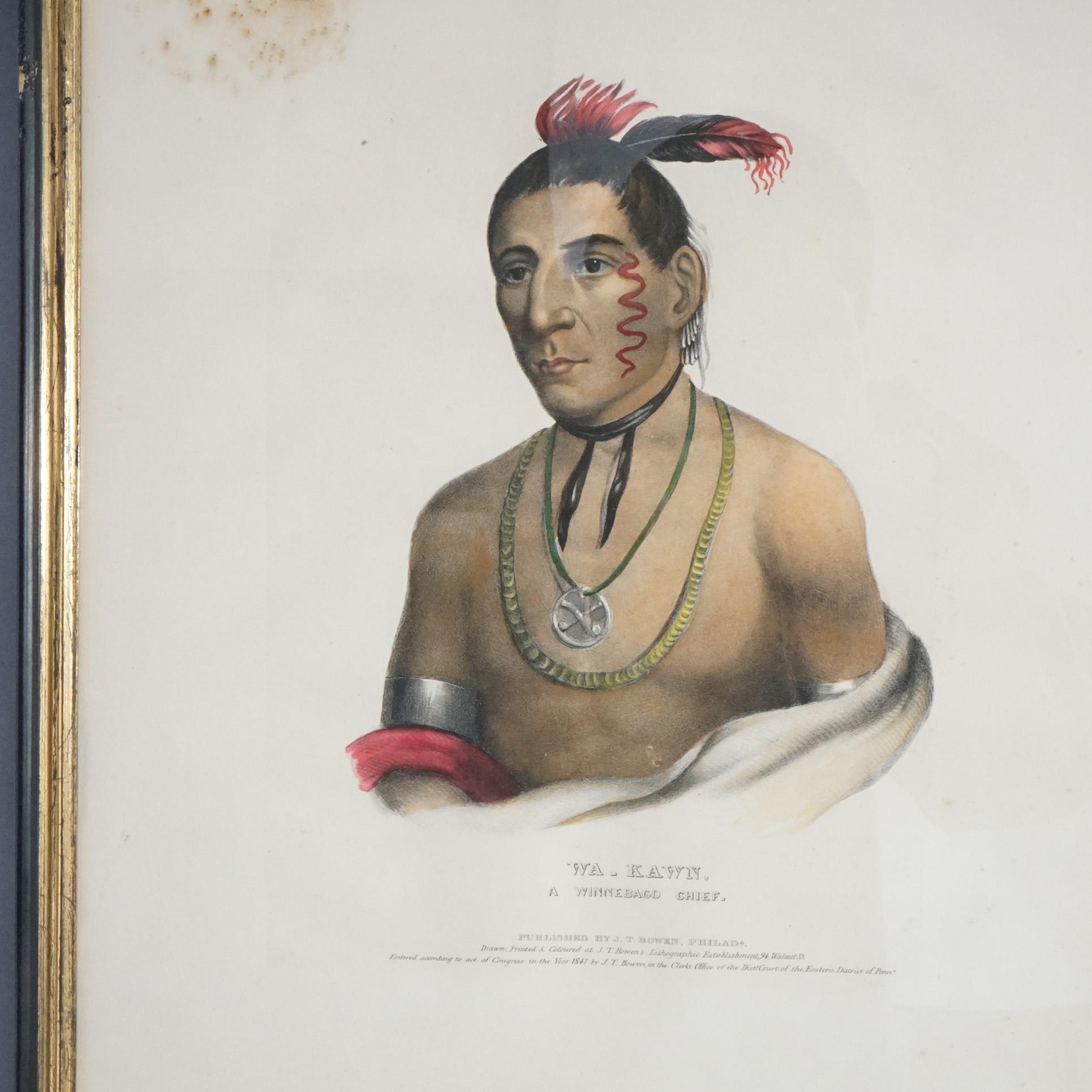 19th Century Antique American Indian Lithographs Published by J.T. Brown Philadelphia 19th C