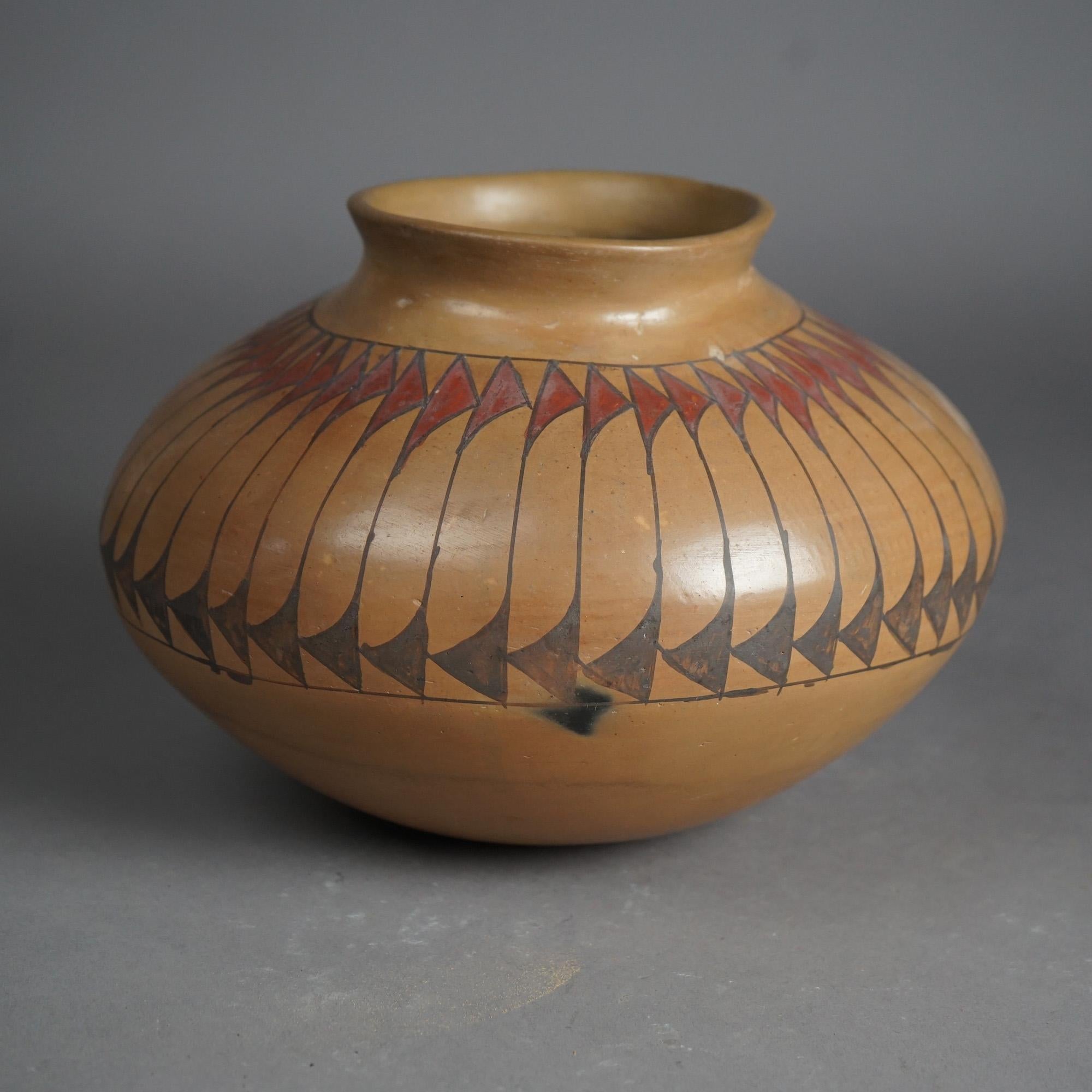 Antique American Indian Taos Acoma Stylized Pottery Olla Circa 1930 For Sale 1