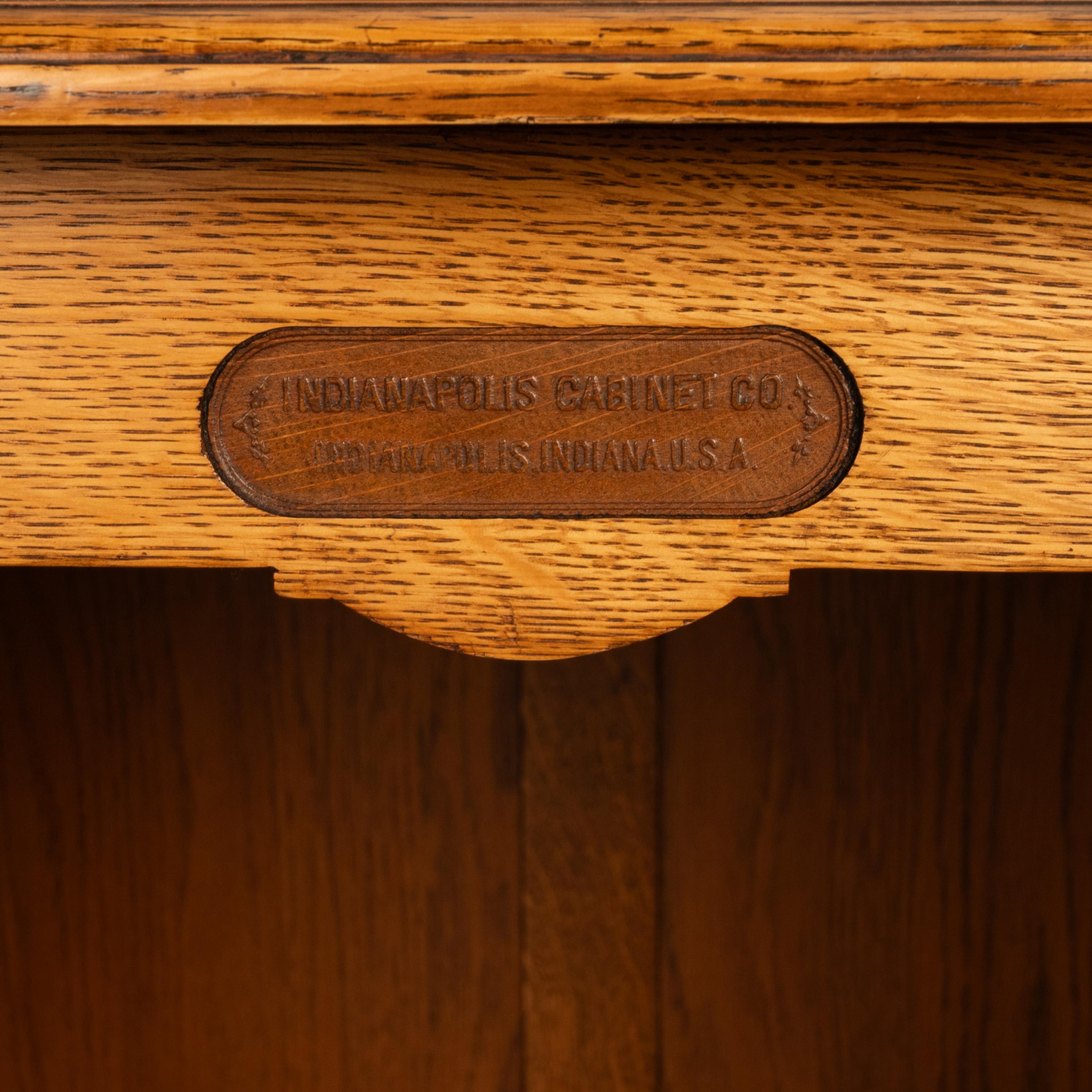 Antique American Indianapolis Cabinet Co. Oak S Curve Tambour Roll Top Desk 1890 14