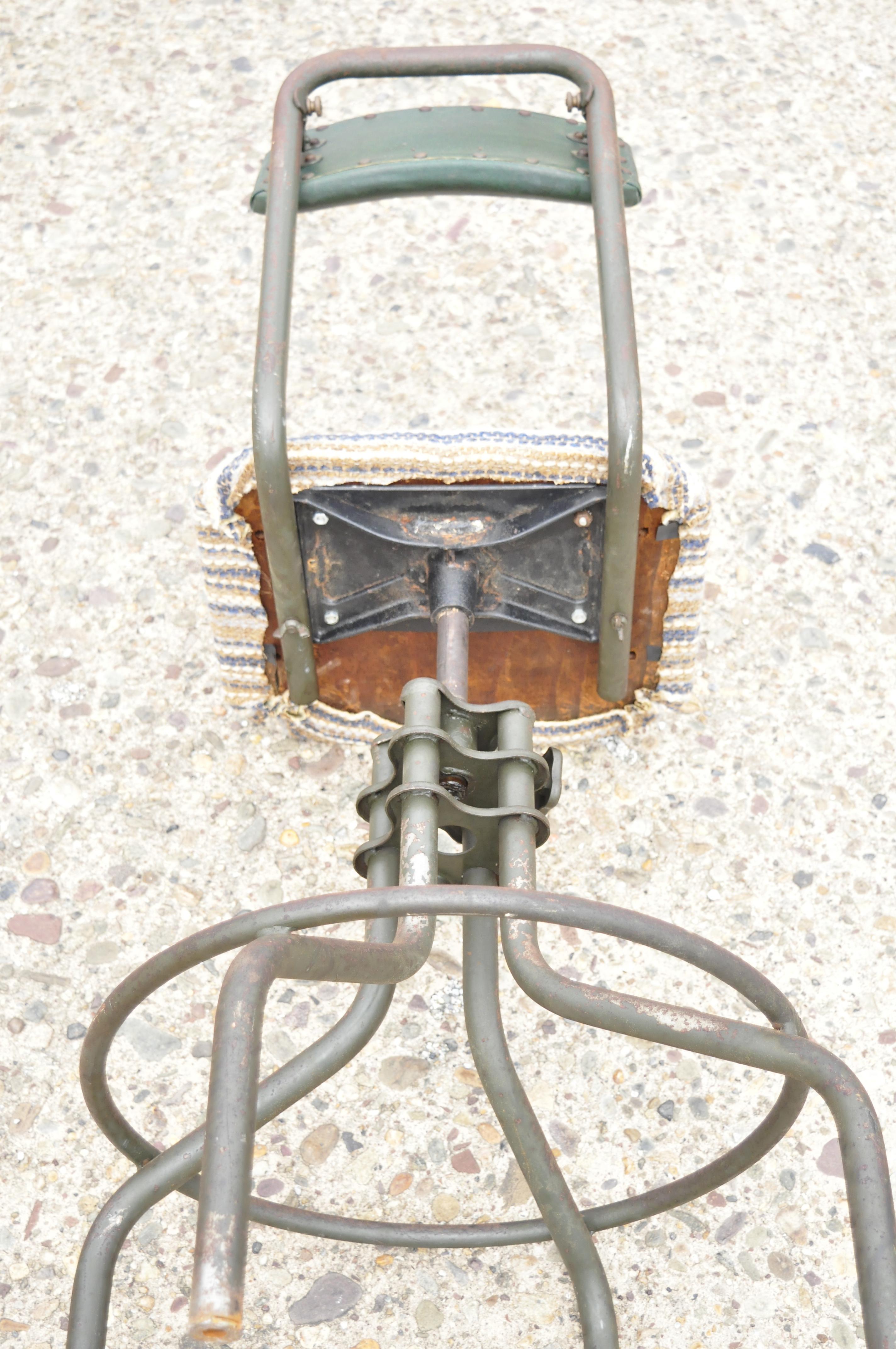 Antique American Industrial Adjustable Steel Metal Drafting Stool Work Chair 4